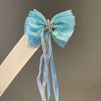 Cute Bow Knot Snowflake Cloth Net Yarn Inlay Rhinestones Hair Clip 1 Piece sku image 7