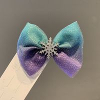 Cute Bow Knot Snowflake Cloth Net Yarn Inlay Rhinestones Hair Clip 1 Piece sku image 1