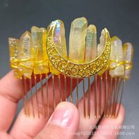 Retro Star Moon Crown Natural Crystal Handmade Hair Combs sku image 20