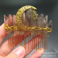 Retro Star Moon Crown Natural Crystal Handmade Hair Combs sku image 38