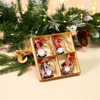 Weihnachten Süß Weihnachtsmann Holz Gruppe Hängende Ornamente 12 Stück main image 2