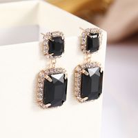 Retro Square Copper Zircon Drop Earrings 1 Pair main image 5