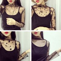 Women's Blouse Long Sleeve Blouses Hollow Out Preppy Style Solid Color main image 4
