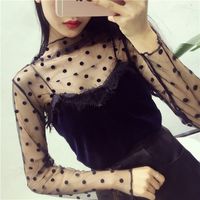 Women's Blouse Long Sleeve Blouses Hollow Out Preppy Style Solid Color main image 3