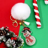 Cute Christmas Tree Christmas Socks Snowman Alloy Flannel Pom Poms Flocking Inlay Rhinestones Keychain 1 Piece main image 4