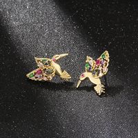 Fashion Bird Copper Plating Zircon Ear Studs 1 Pair main image 1
