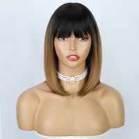 Women's Fashion Gradient Color Holiday High Temperature Wire Bangs Straight Hair Wigs main image 9