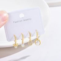 Fashion Bow Knot Copper Inlay Zircon Dangling Earrings 2 Pairs sku image 1