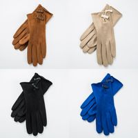 Women's Fashion Bow Knot Faux Suede Gloves 1 Pair main image 7