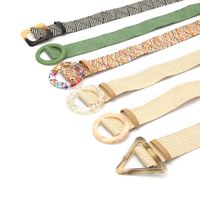 Bohemian Solid Color Plastic Straw Patchwork Women's Leather Belts main image 3