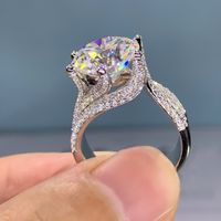 Fashion Round Copper Diamond Inlaid Zircon Artificial Diamond Zircon Rings 1 Piece main image 4