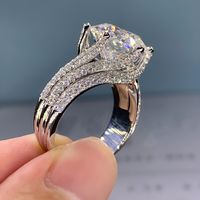 Fashion Round Copper Diamond Inlaid Zircon Artificial Diamond Zircon Rings 1 Piece main image 3