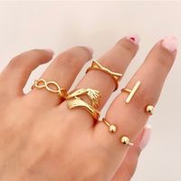 Retro Geometric Palm Alloy Women's Rings 1 Set main image 1