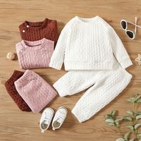 Casual Solid Color Button Cotton Boys Clothing Sets main image 1