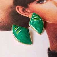 Pendientes En Forma De Abanico Verde Flor Geométrica De Moda sku image 12