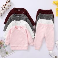 Simple Style Solid Color Cotton Girls Clothing Sets main image 1