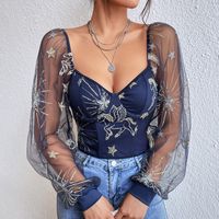 Women's Blouse Long Sleeve Blouses Embroidery Fashion Star main image 2