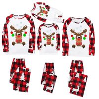 Casual Christmas Tree Plaid Elk Cotton Polyester Pants Sets Straight Pants Blouse Family Matching Outfits main image 4
