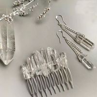 Fashion Geometric Natural Crystal Handmade Hair Combs Earrings sku image 1