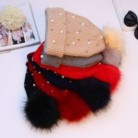 Women's Simple Style Solid Color Pearl Crimping Wool Cap main image 5