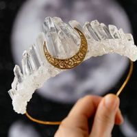 Baroque Style Moon Natural Crystal Handmade Crown sku image 1