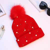 Women's Simple Style Solid Color Pearl Crimping Wool Cap main image 2