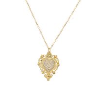 Simple Style Heart Shape Copper Zircon Pendant Necklace In Bulk main image 4