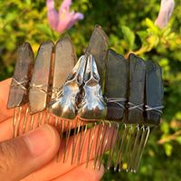 Chinoiserie Crow Natural Crystal Handmade Hair Combs sku image 3