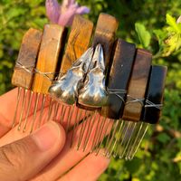 Chinoiserie Crow Natural Crystal Handmade Hair Combs main image 5