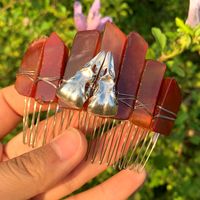 Chinoiserie Crow Natural Crystal Handmade Hair Combs sku image 7
