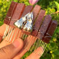 Chinoiserie Crow Natural Crystal Handmade Hair Combs sku image 11