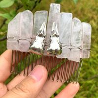 Chinoiserie Crow Natural Crystal Handmade Hair Combs sku image 19