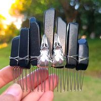 Chinoiserie Crow Natural Crystal Handmade Hair Combs sku image 2
