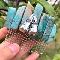 Chinoiserie Crow Natural Crystal Handmade Hair Combs sku image 18
