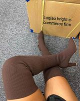 Women's Casual Solid Color Point Toe Sock Boots main image 4