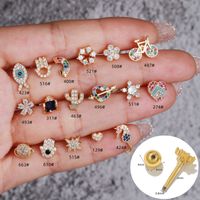 1 Piece Lady Geometric Inlay Brass Zircon Ear Studs main image 1