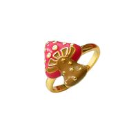 Fashion Heart Shape Mushroom Copper Enamel Open Ring 1 Piece sku image 2