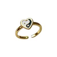 Fashion Heart Shape Mushroom Copper Enamel Open Ring 1 Piece sku image 5