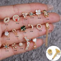 1 Piece Fashion Heart Shape Inlay Brass Zircon Earrings main image 6