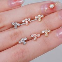 Fashion Geometric Brass Inlay Zircon Ear Studs 1 Piece main image 2