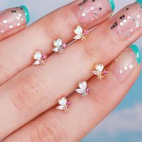 Fashion Flower Brass Plating Zircon Ear Studs 1 Piece main image 5