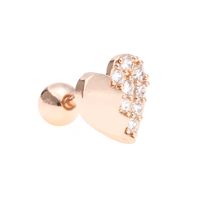 Fashion Heart Shape Brass Plating Zircon Ear Studs 1 Piece sku image 13