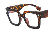 Retro Solid Color Leopard Ac Square Full Frame Optical Glasses sku image 2
