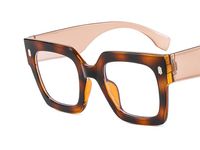 Retro Solid Color Leopard Ac Square Full Frame Optical Glasses main image 3