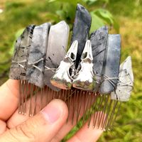 Chinoiserie Crow Natural Crystal Handmade Hair Combs sku image 5