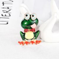 Cartoon Style Frog Alloy Enamel Inlay Rhinestones Unisex Brooches 1 Piece main image 3