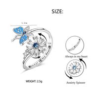 Fashion Simple Style Flower Butterfly Copper Plating Butterfly Zircon Rings main image 4