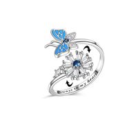 Fashion Simple Style Flower Butterfly Copper Plating Butterfly Zircon Rings main image 1