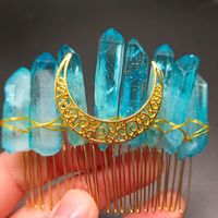 Retro Star Moon Crown Natural Crystal Handmade Hair Combs sku image 21