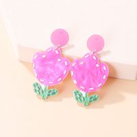 Cute Rose Flower Arylic Printing Women's Drop Earrings 1 Pair sku image 4